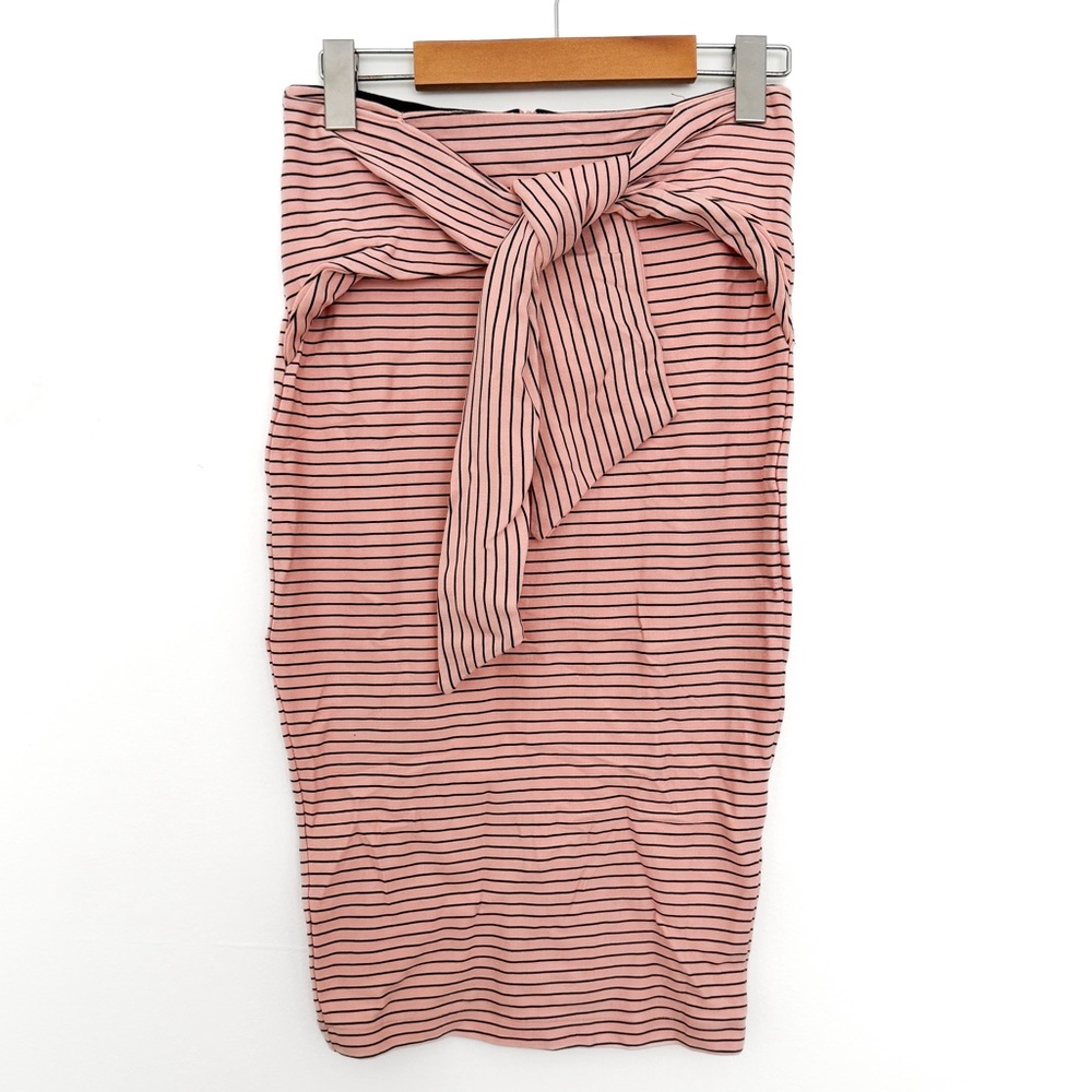 Striped Tie-Waist Pencil Skirt